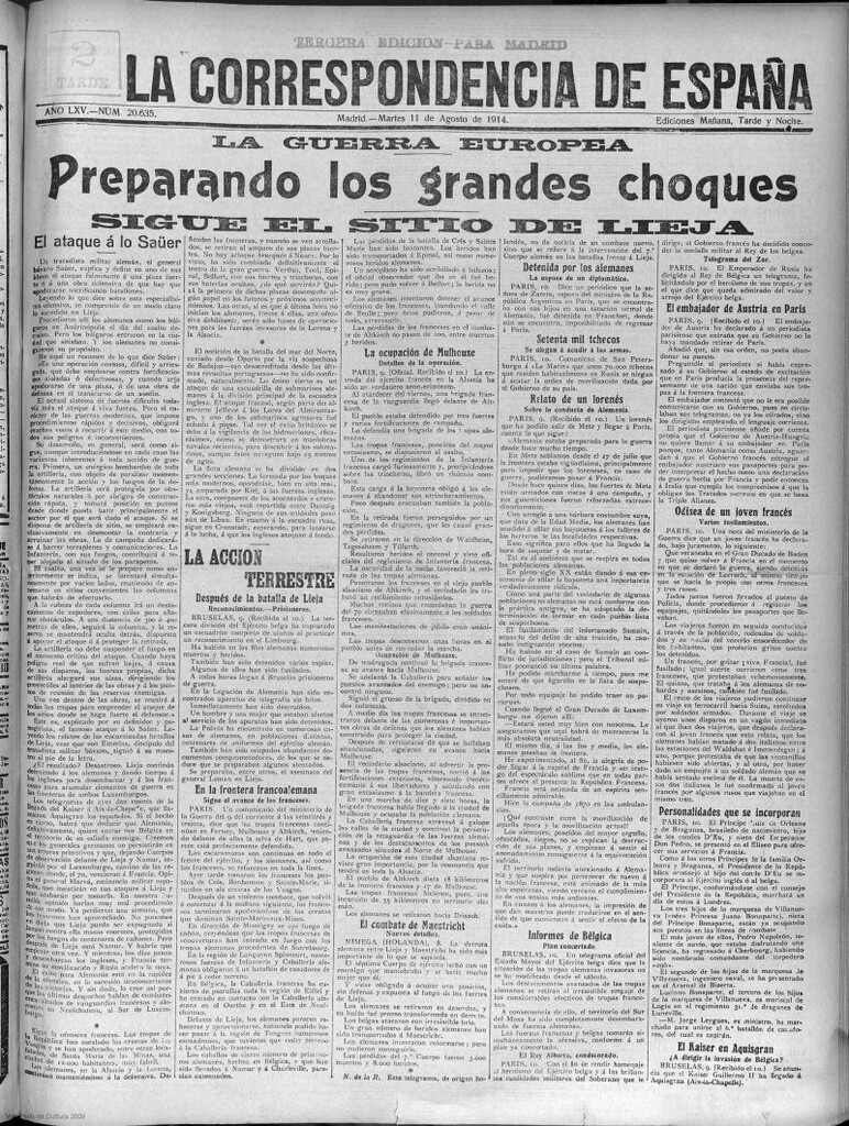 Miniatura de La Correspondencia de España del 11 de agosto de 1914