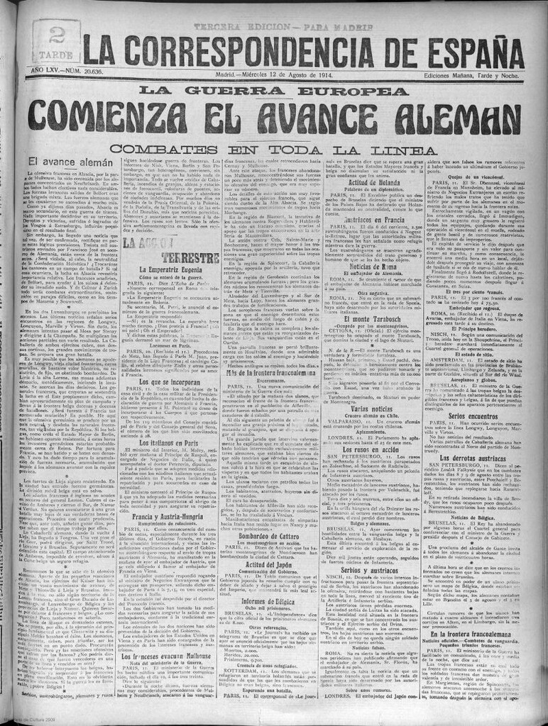 Miniatura de La Correspondencia de España del 12 de agosto de 1914