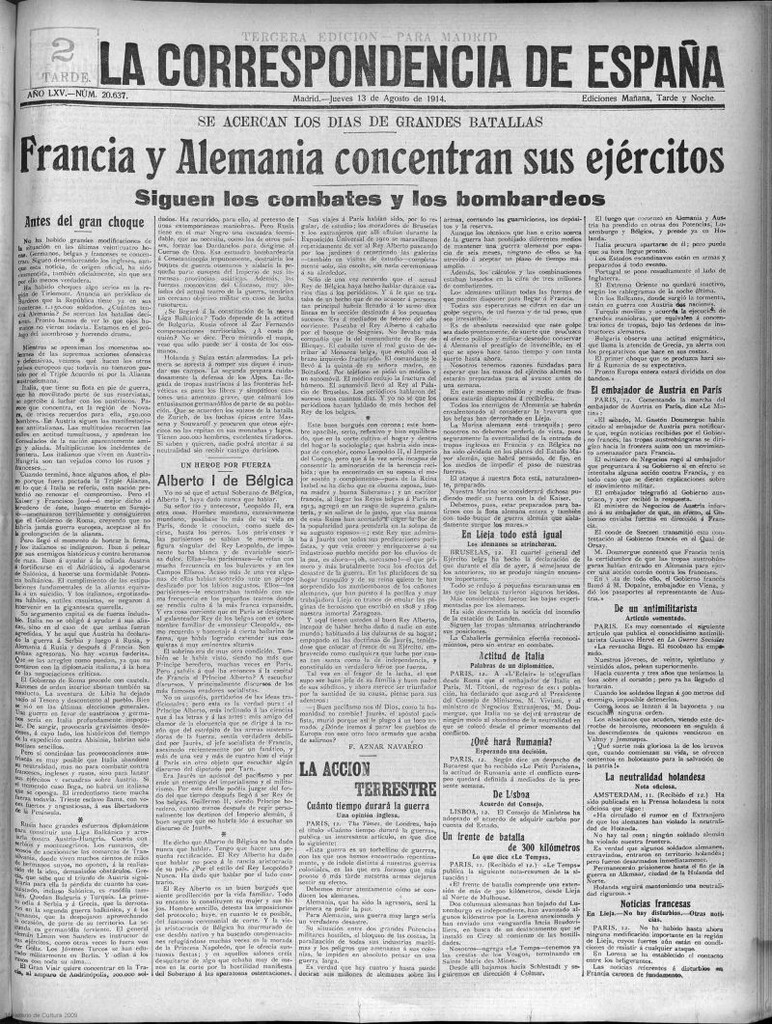Miniatura de La Correspondencia de España del 13 de agosto de 1914