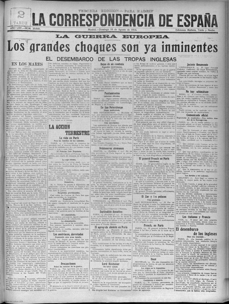 Miniatura de La Correspondencia de España del 16 de agosto de 1914