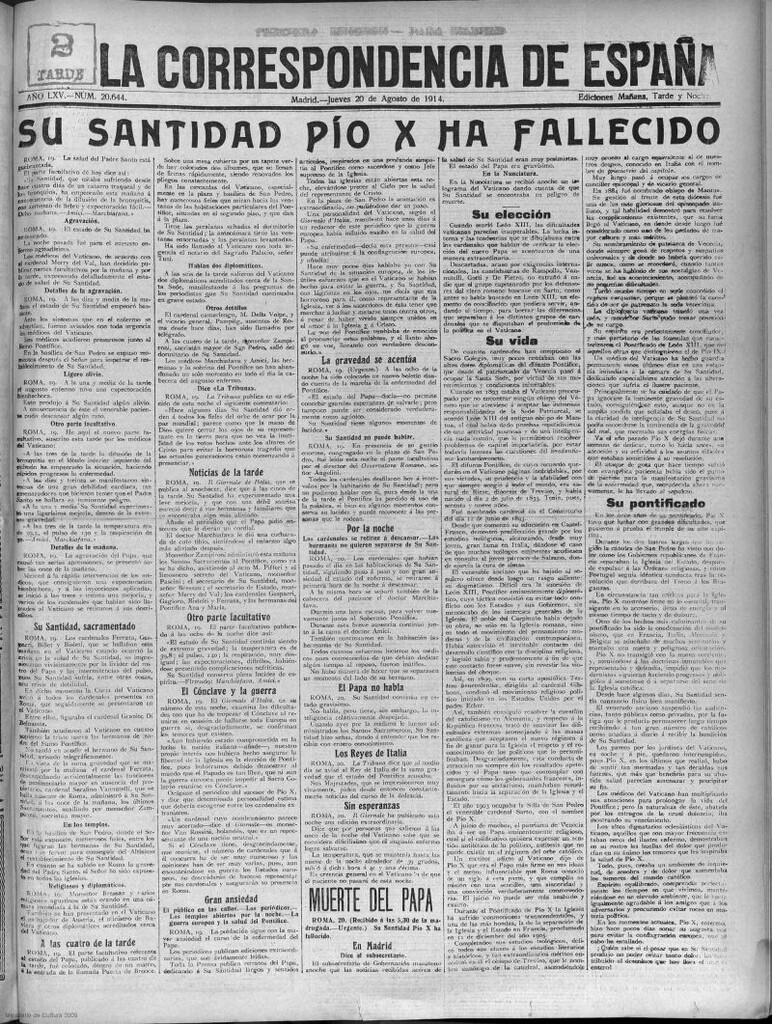 Miniatura de La Correspondencia de España del 20 de agosto de 1914