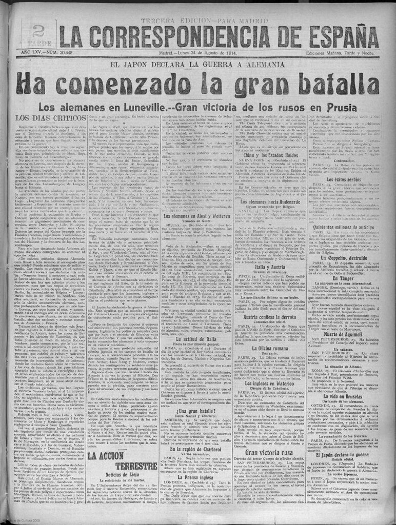 Miniatura de La Correspondencia de España del 24 de agosto de 1914