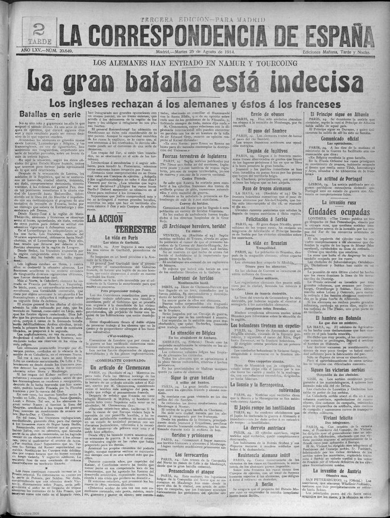 Miniatura de La Correspondencia de España del 25 de agosto de 1914