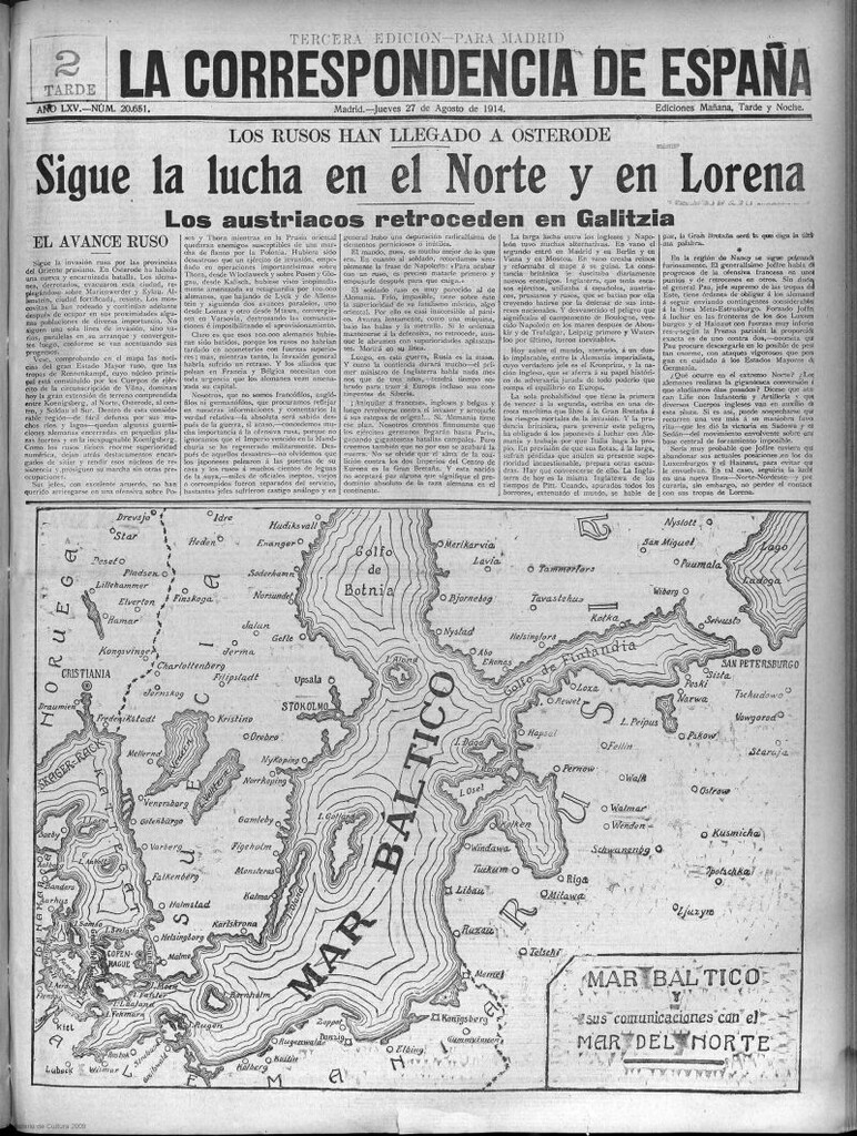 Miniatura de La Correspondencia de España del 27 de agosto de 1914
