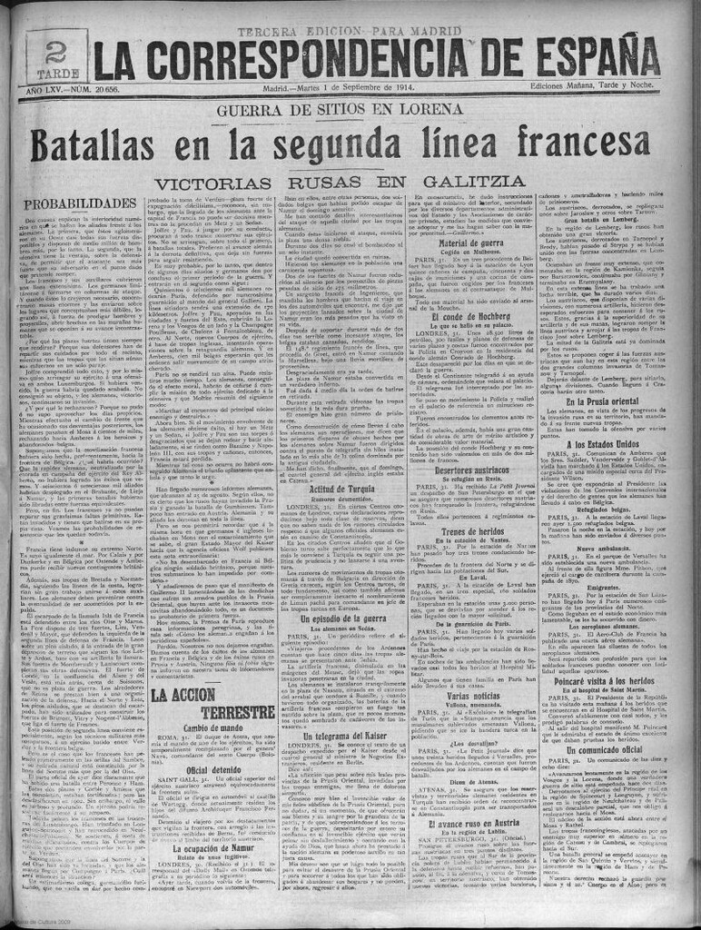 Miniatura de La Correspondencia de España del 1 de septiembre de 1914