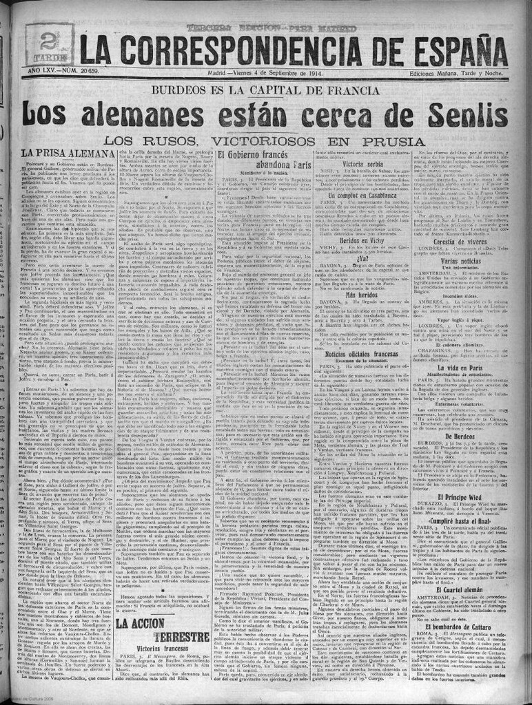 Miniatura de La Correspondencia de España del 4 de septiembre de 1914