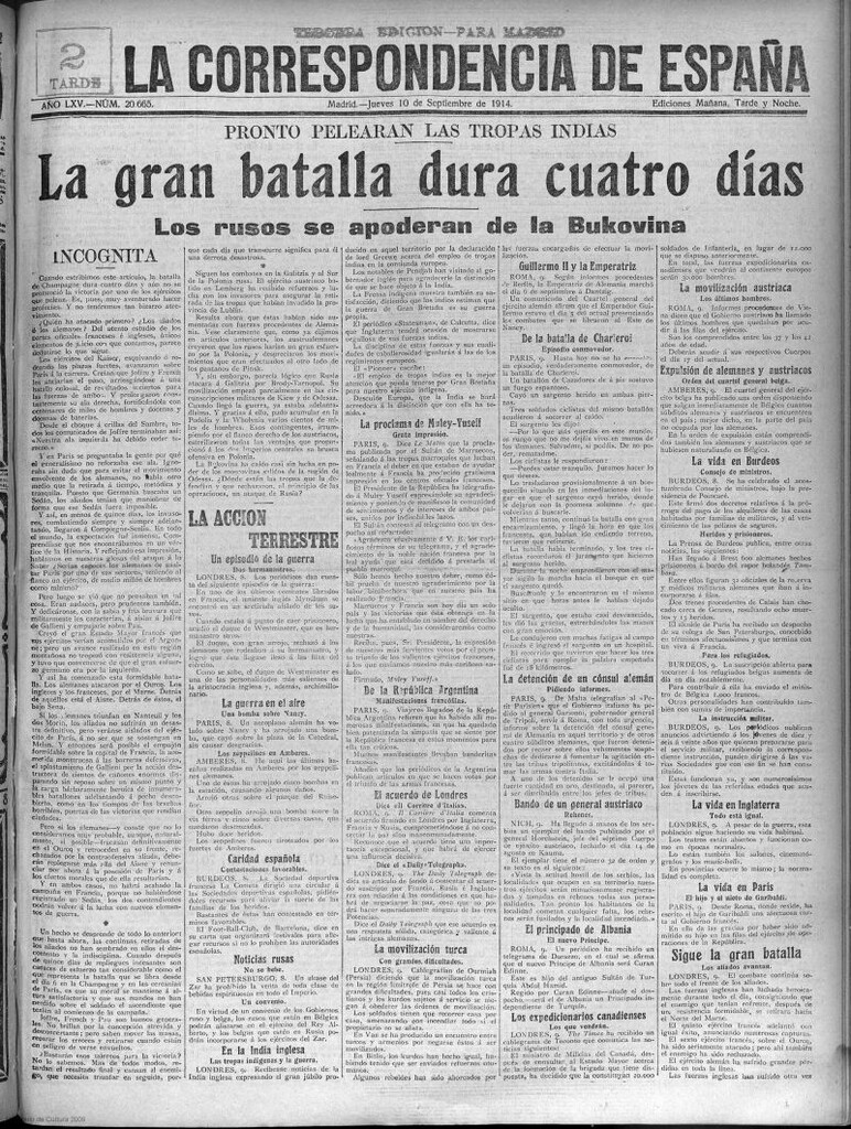 Miniatura de La Correspondencia de España del 10 de septiembre de 1914