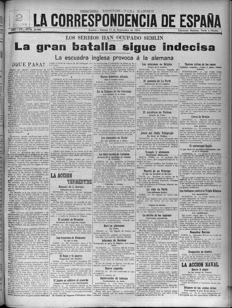 Miniatura de La Correspondencia de España del 11 de septiembre de 1914