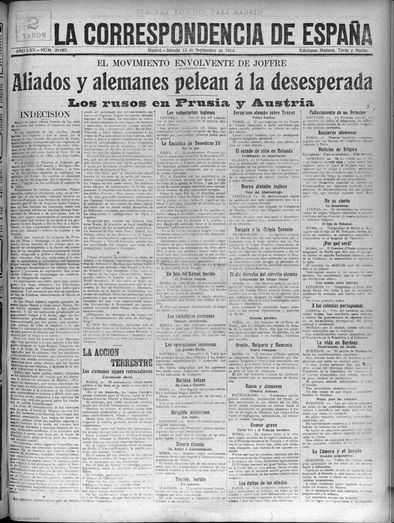 Miniatura de La Correspondencia de España del 12 de septiembre de 1914