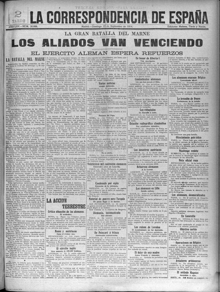 Miniatura de La Correspondencia de España del 13 de septiembre de 1914