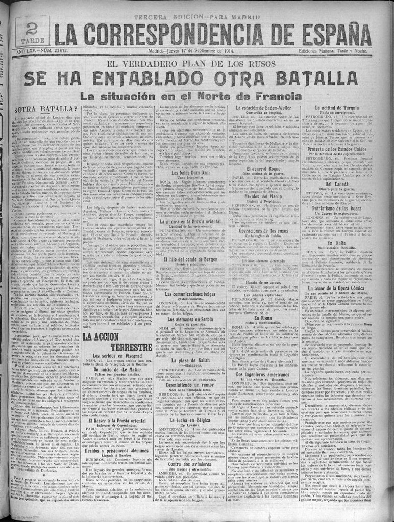 Miniatura de La Correspondencia de España del 17 de septiembre de 1914
