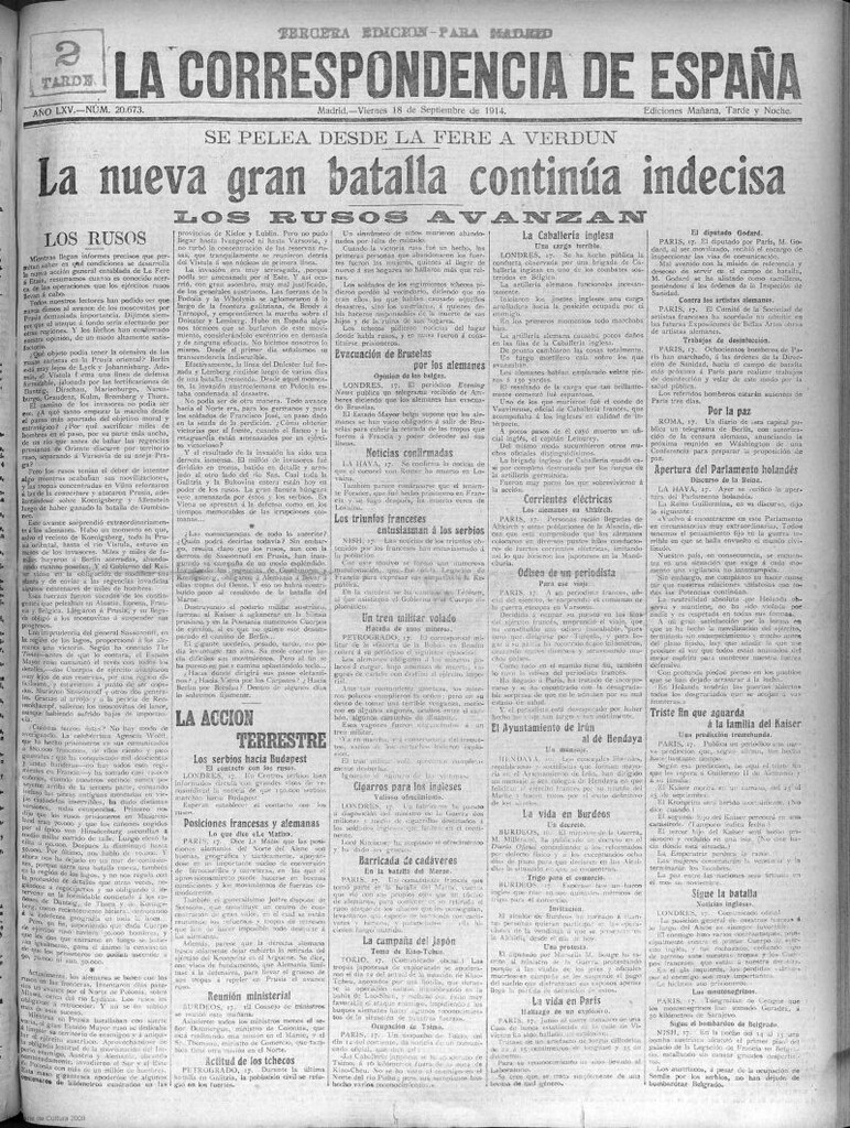 Miniatura de La Correspondencia de España del 18 de septiembre de 1914
