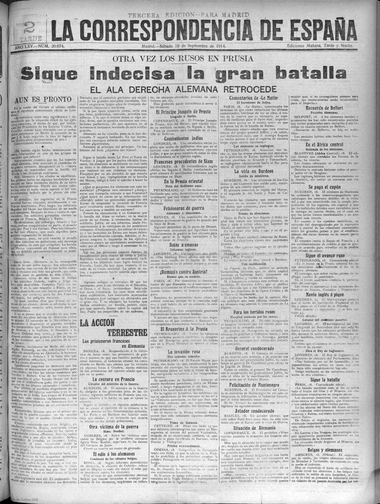 Miniatura de La Correspondencia de España del 19 de septiembre de 1914
