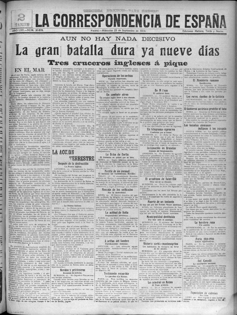 Miniatura de La Correspondencia de España del 23 de septiembre de 1914