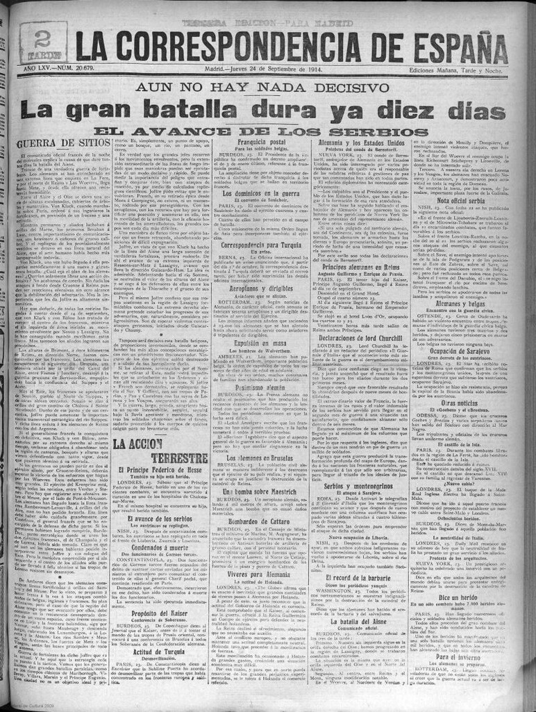 Miniatura de La Correspondencia de España del 24 de septiembre de 1914