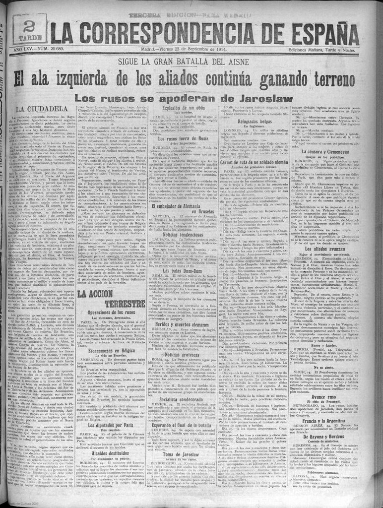 Miniatura de La Correspondencia de España del 25 de septiembre de 1914