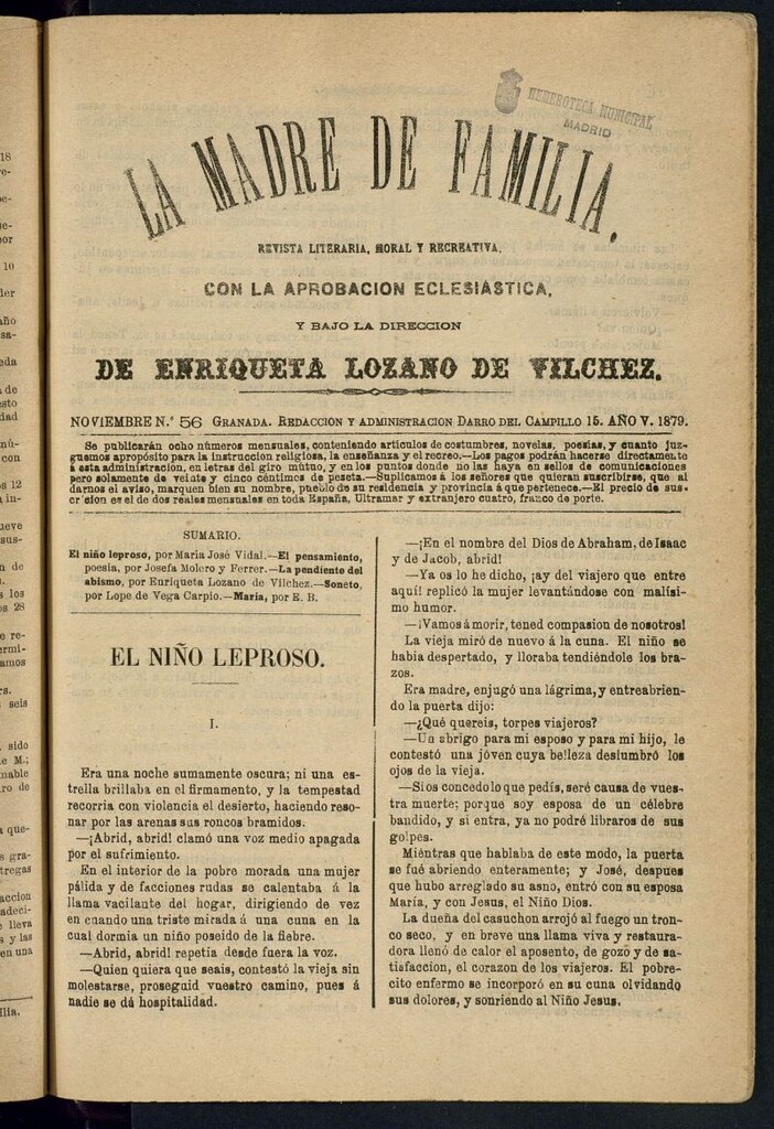 Miniatura de Madre de Familia : revista semanal de noviembre de 1879, nº 56