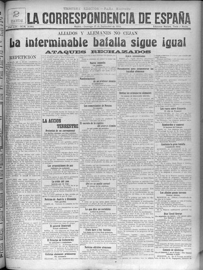 Miniatura de La Correspondencia de España del 26 de septiembre de 1914