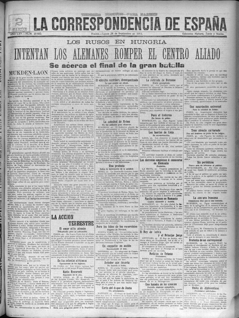 Miniatura de La Correspondencia de España del 28 de septiembre de 1914