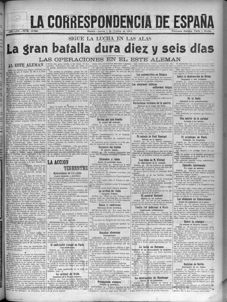 Miniatura de La Correspondencia de España del 1 de octubre de 1914