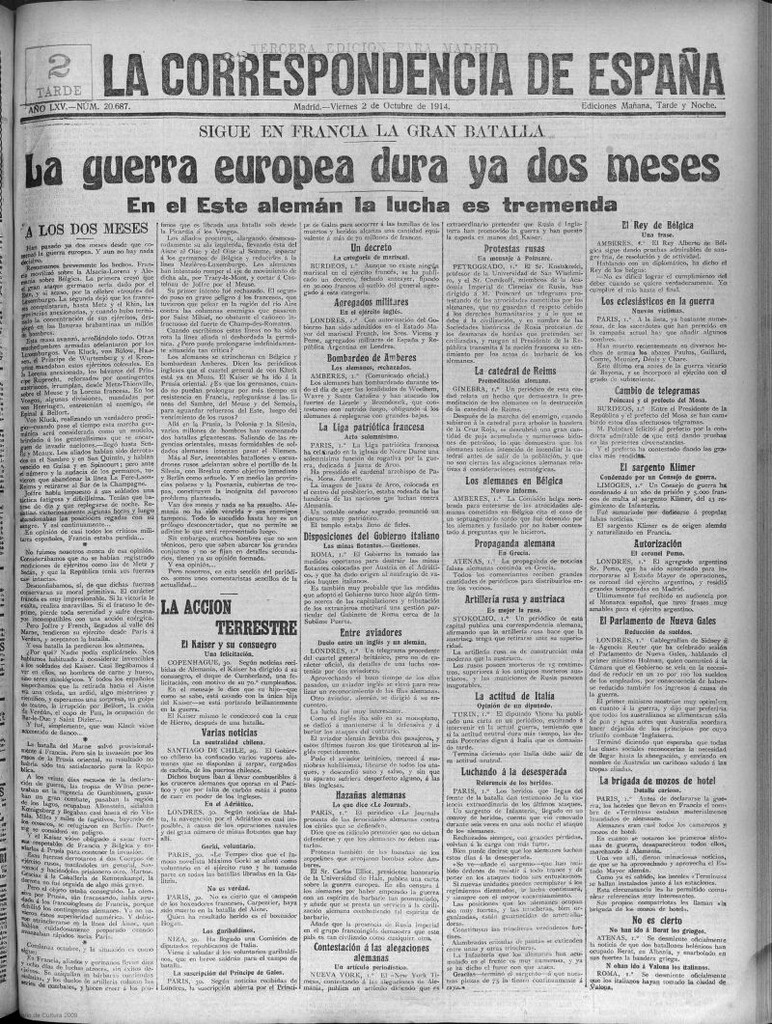 Miniatura de La Correspondencia de España del 2 de octubre de 1914