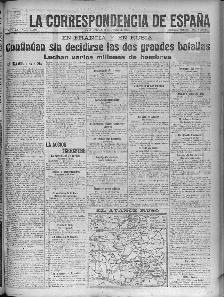 Miniatura de La Correspondencia de España del 3 de octubre de 1914
