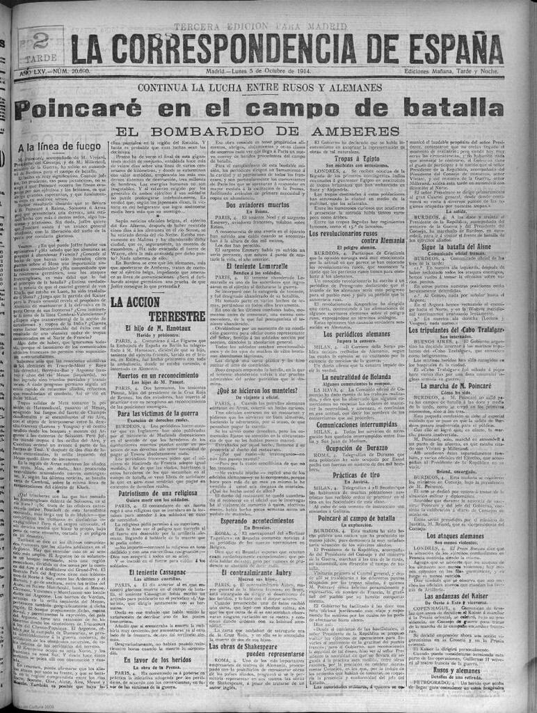 Miniatura de La Correspondencia de España del 5 de octubre de 1914
