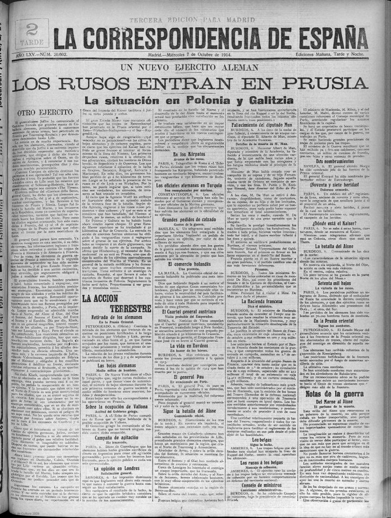 Miniatura de La Correspondencia de España del 7 de octubre de 1914