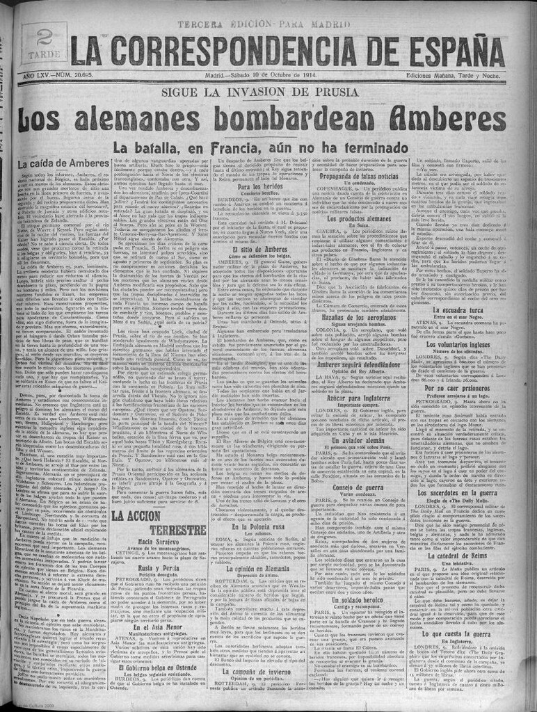 Miniatura de La Correspondencia de España del 10 de octubre de 1914