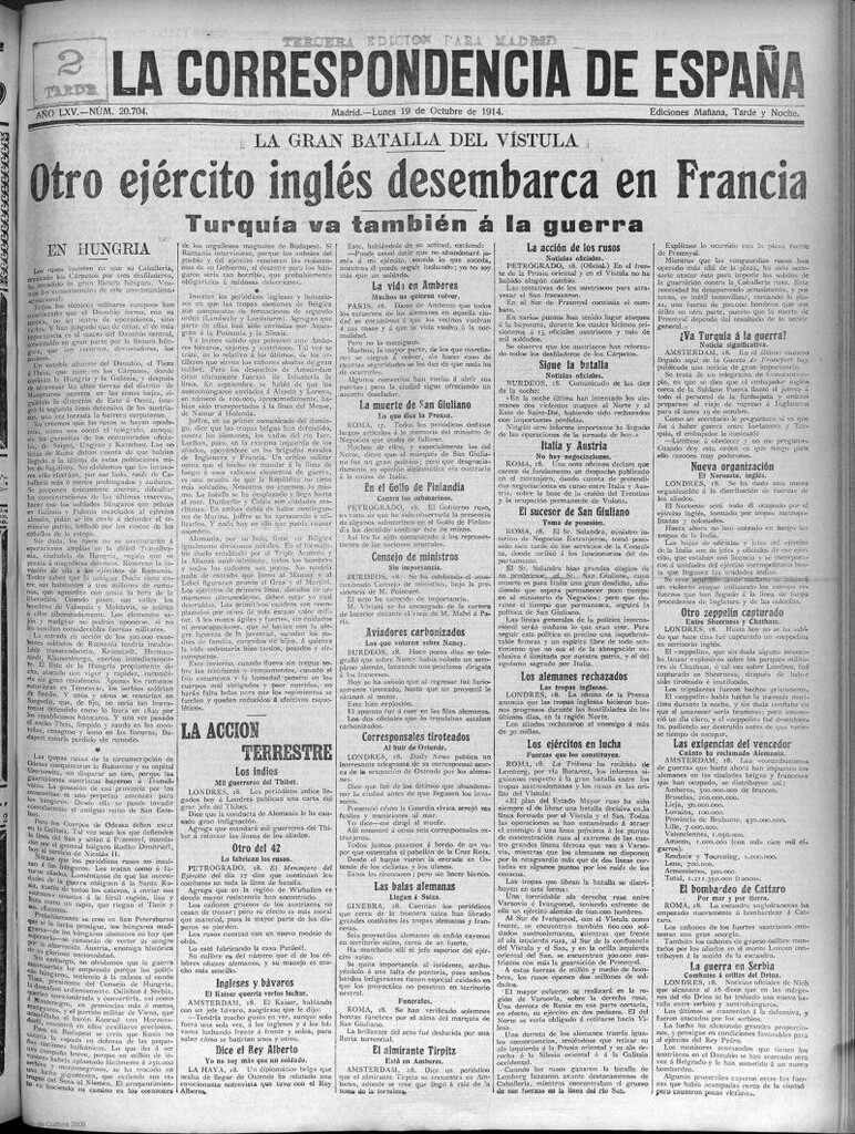 Miniatura de La Correspondencia de España del 19 de octubre de 1914