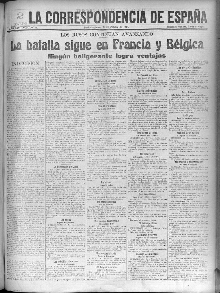 Miniatura de La Correspondencia de España del 29 de octubre de 1914