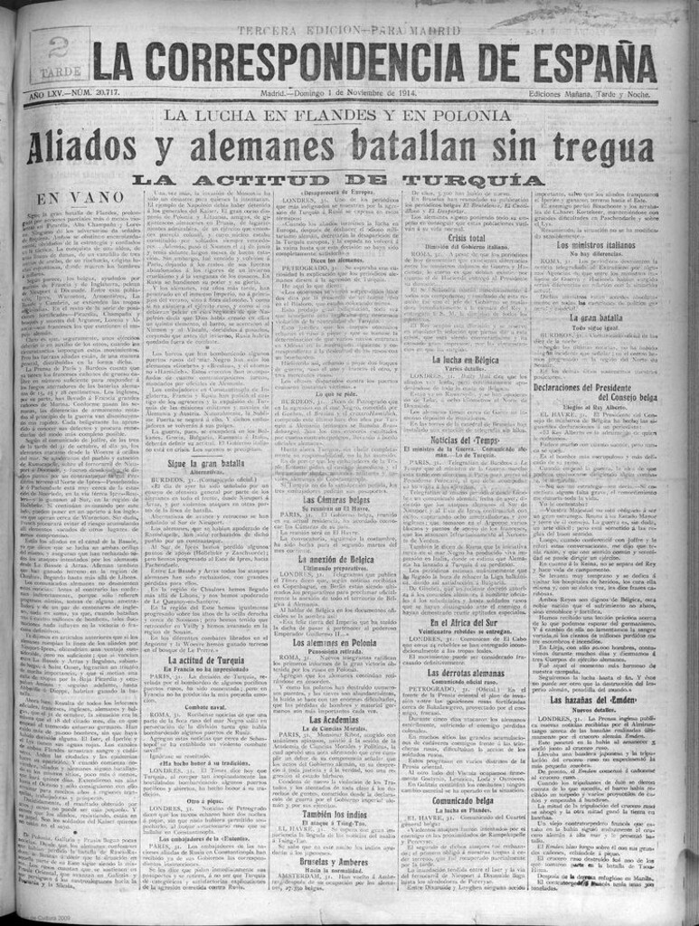 Miniatura de La Correspondencia de España del 1 de noviembre de 1914