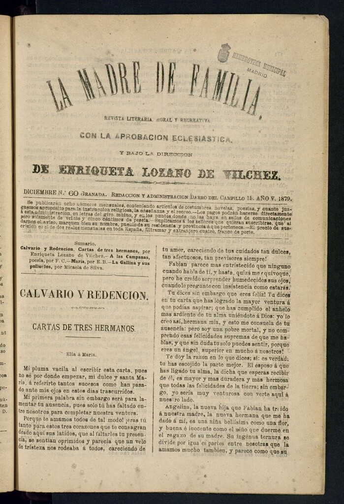 Miniatura de Madre de Familia : revista semanal de diciembre de 1879, nº 60