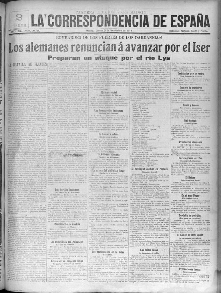 Miniatura de La Correspondencia de España del 5 de noviembre de 1914