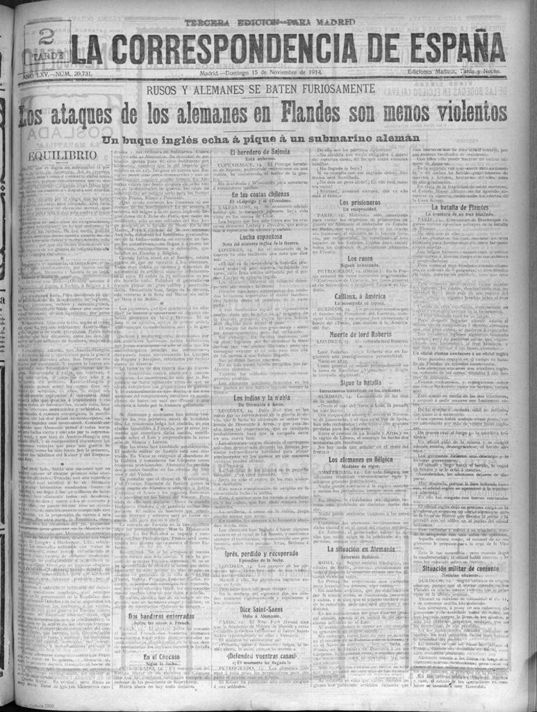 Miniatura de La Correspondencia de España del 15 de noviembre de 1914