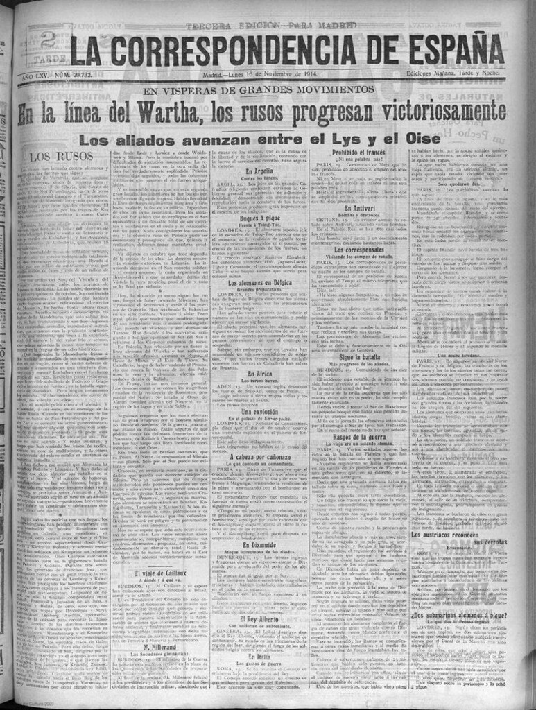 Miniatura de La Correspondencia de España del 16 de noviembre de 1914