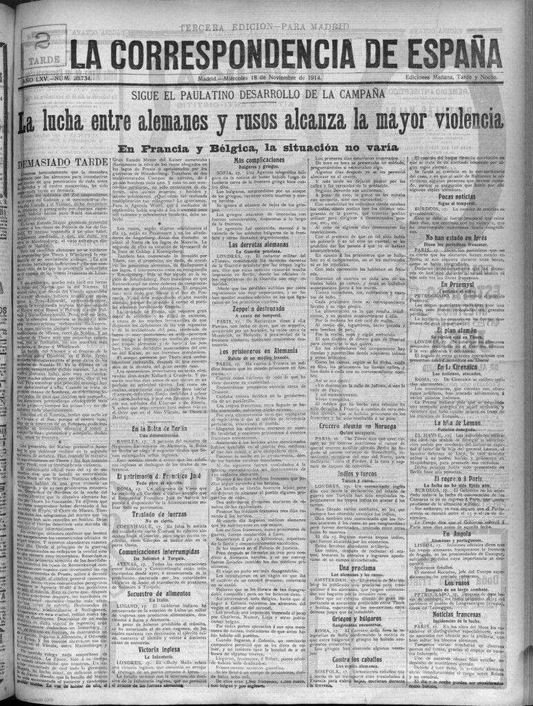 Miniatura de La Correspondencia de España del 18 de noviembre de 1914