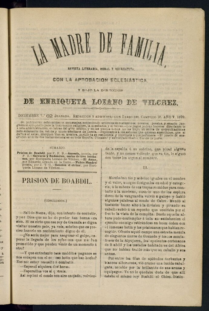 Miniatura de Madre de Familia : revista semanal de diciembre de 1879, nº 62