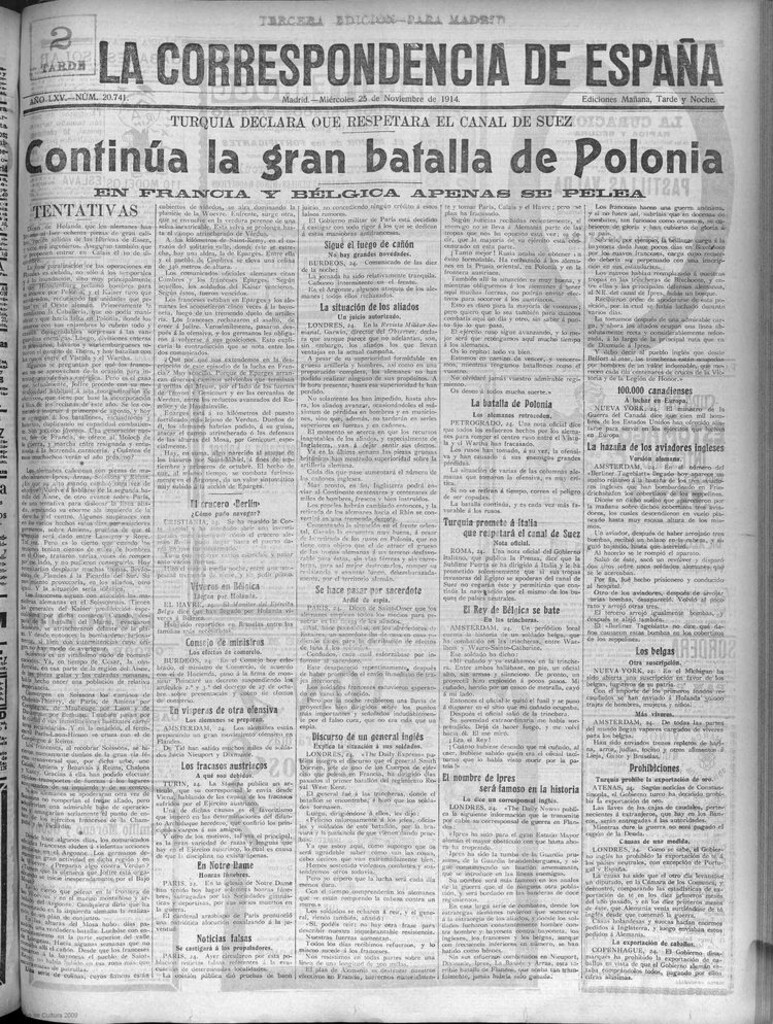 Miniatura de La Correspondencia de España del 25 de noviembre de 1914
