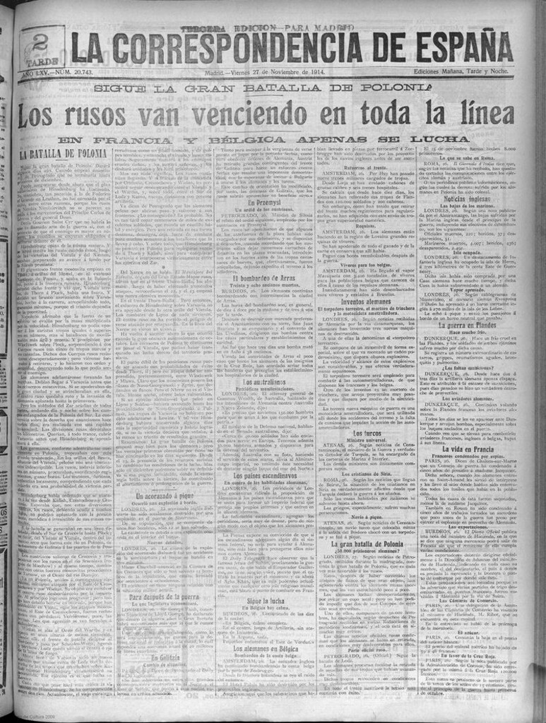 Miniatura de La Correspondencia de España del 27 de noviembre de 1914