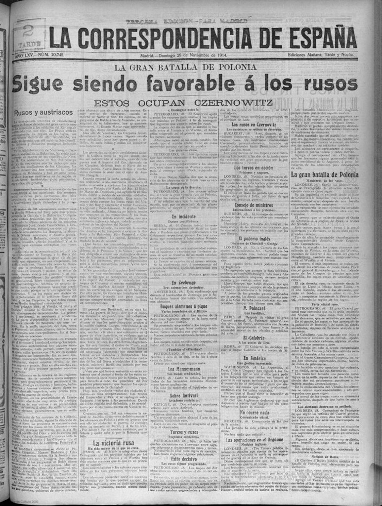 Miniatura de La Correspondencia de España del 29 de noviembre de 1914