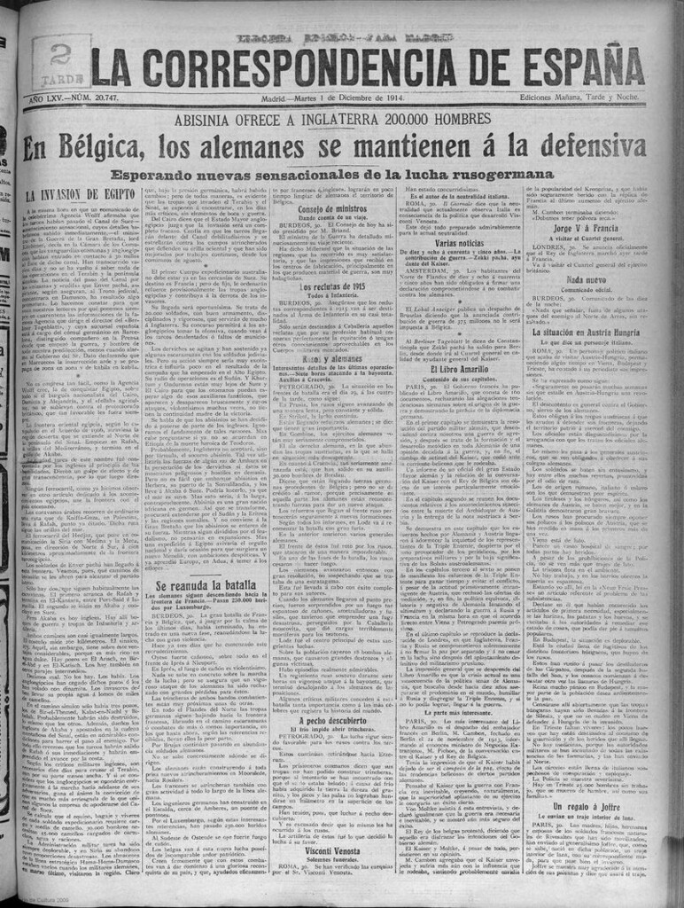 Miniatura de La Correspondencia de España del 1 de diciembre de 1914