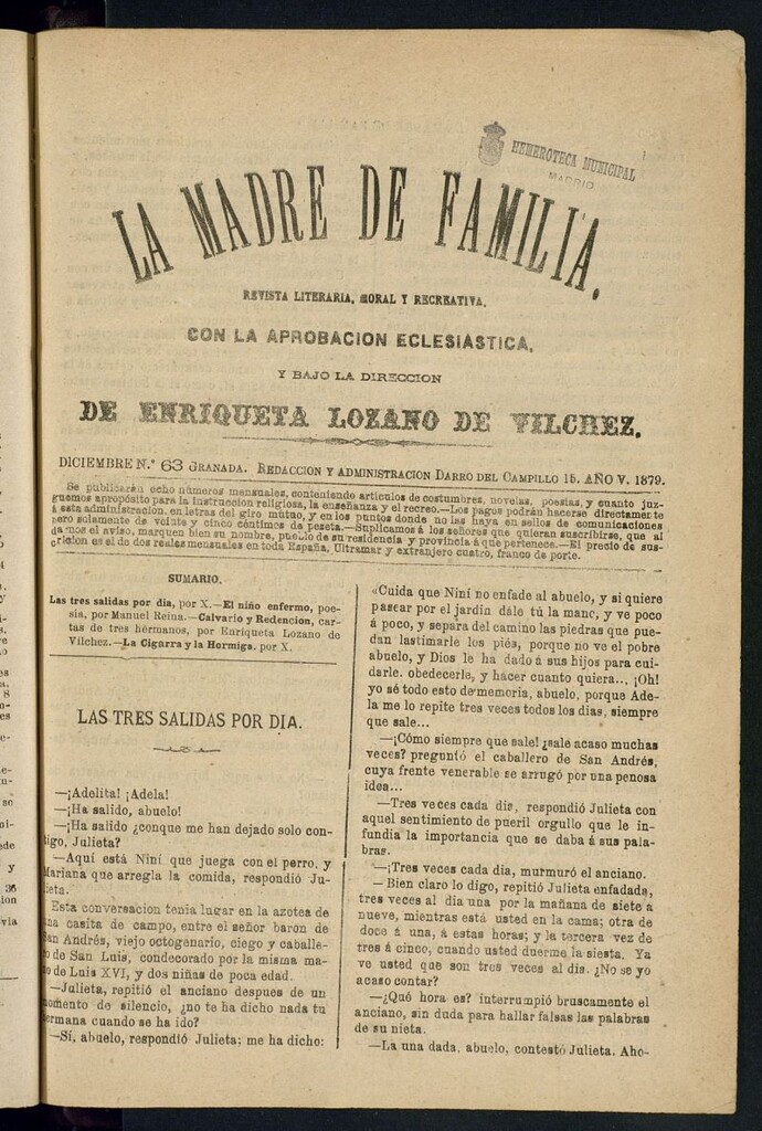 Miniatura de Madre de Familia : revista semanal de diciembre de 1879, nº 63