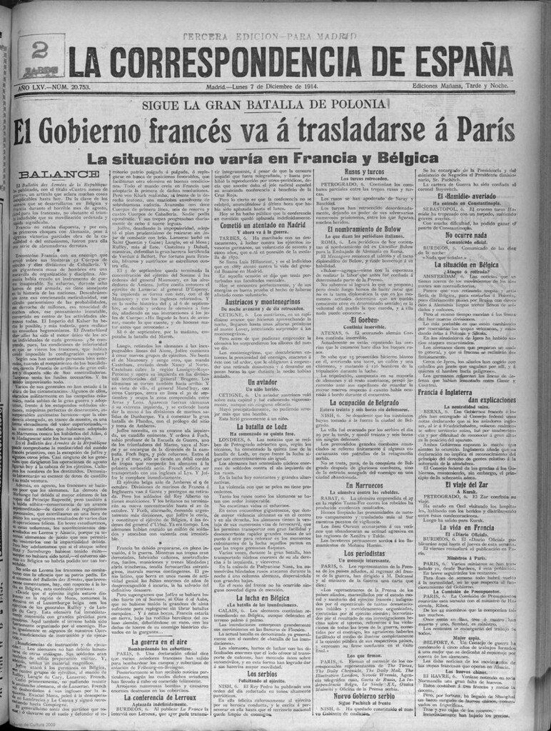 Miniatura de La Correspondencia de España del 7 de diciembre de 1914