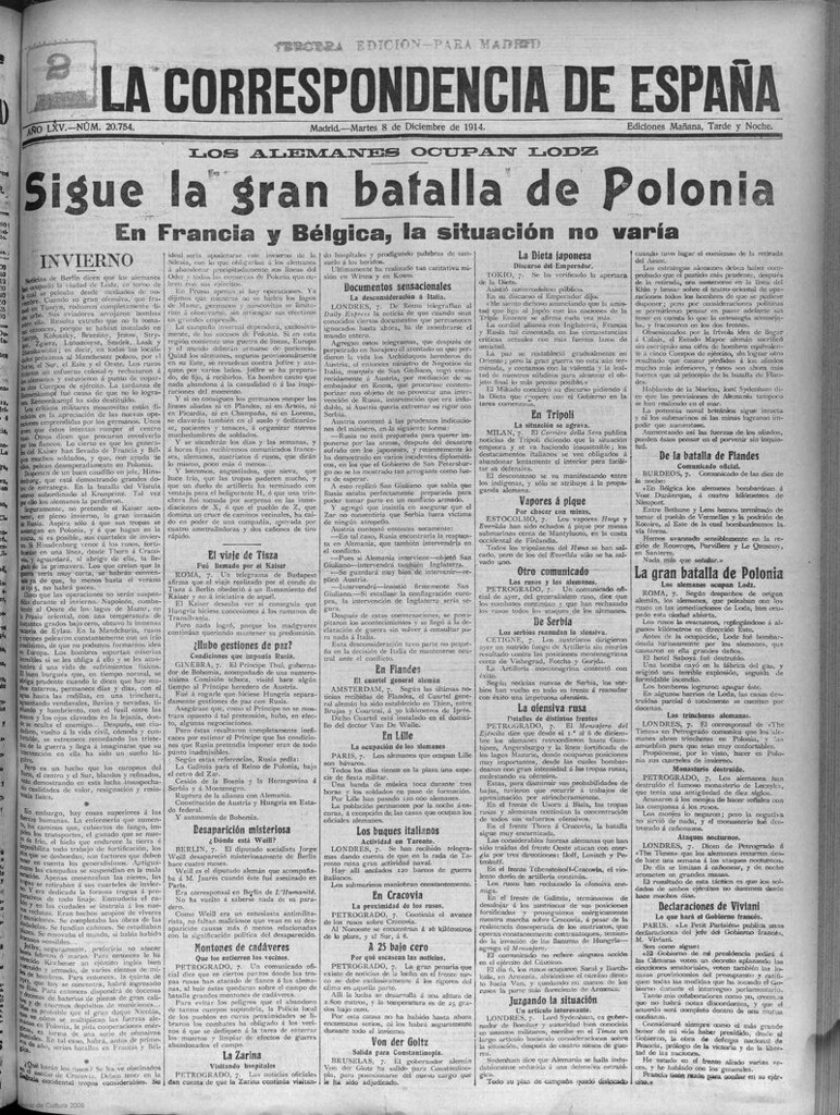 Miniatura de La Correspondencia de España del 8 de diciembre de 1914