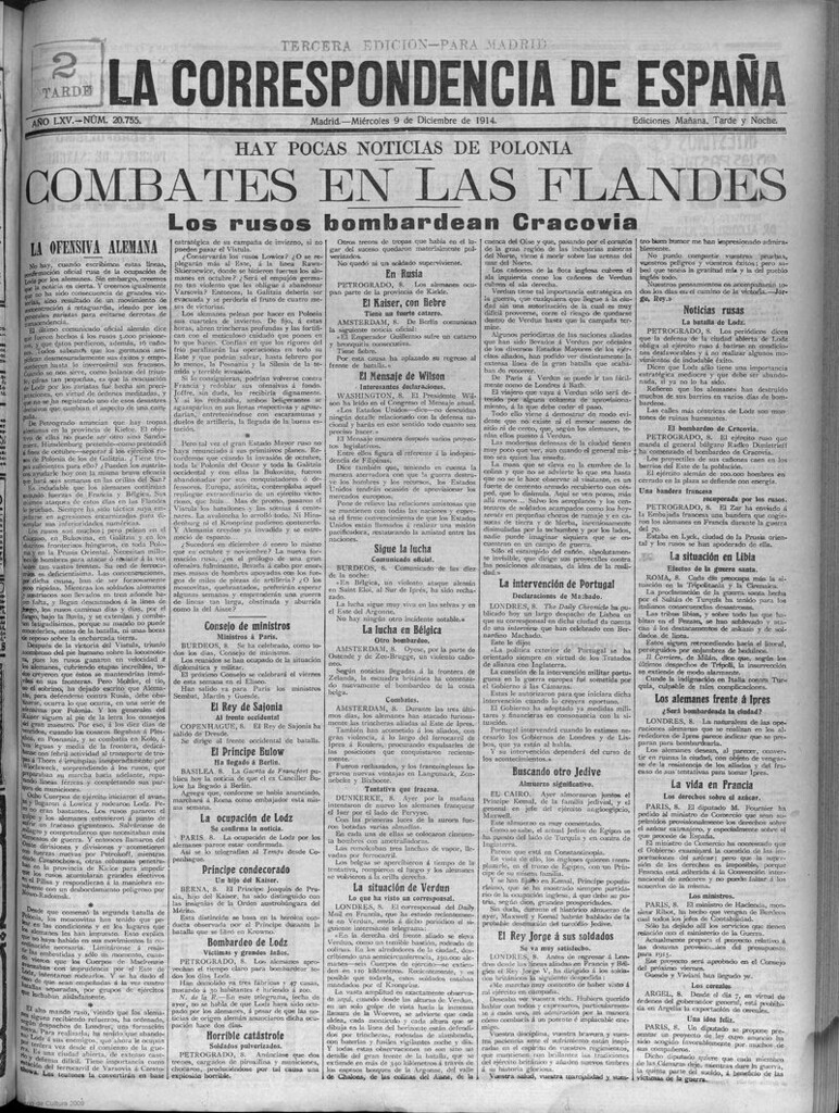 Miniatura de La Correspondencia de España del 9 de diciembre de 1914