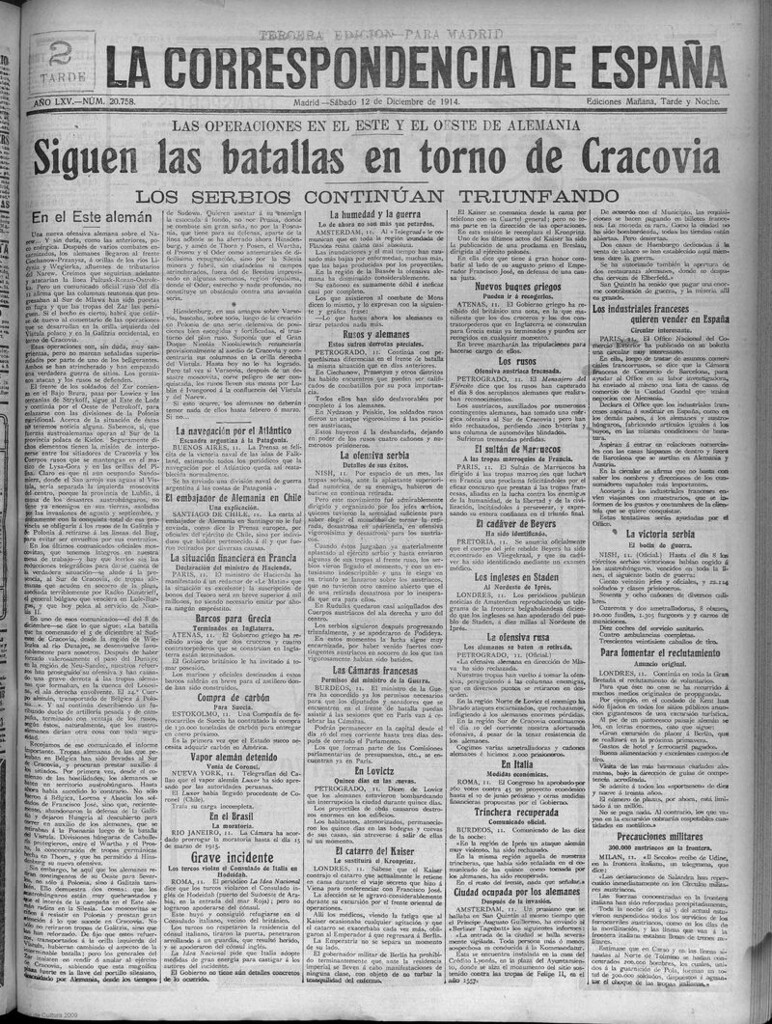 Miniatura de La Correspondencia de España del 12 de diciembre de 1914