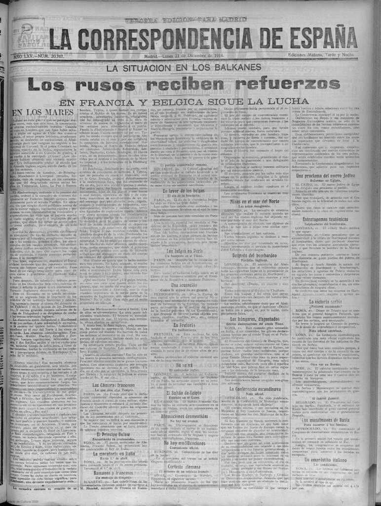 Miniatura de La Correspondencia de España del 21 de diciembre de 1914