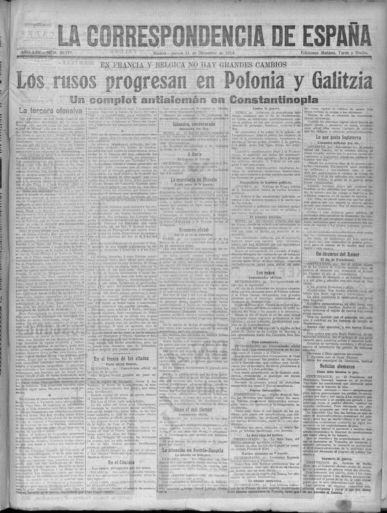 Miniatura de La Correspondencia de España del 31 de diciembre de 1914