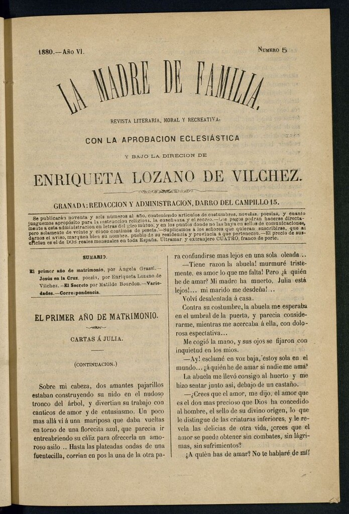 Miniatura de Madre de Familia : revista semanal de 1880, nº 5